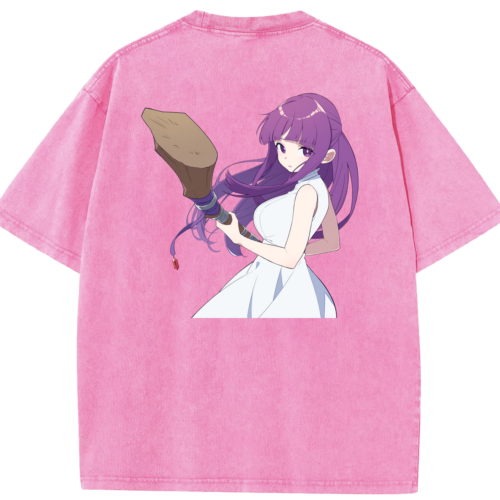 （画像用） 葬送のフリーレン Frieren 綿100% ヴィンテージ風 半袖Tシャツ（背面プリント）